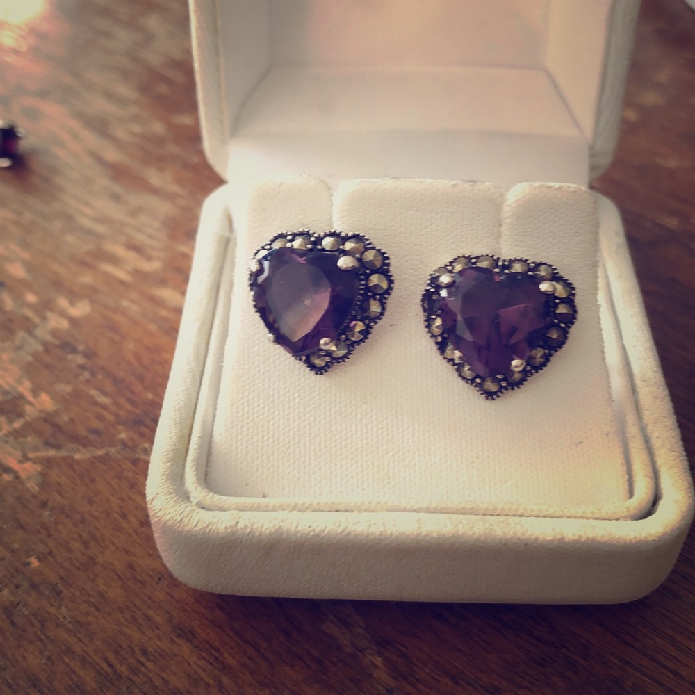 Amethyst heart earrings